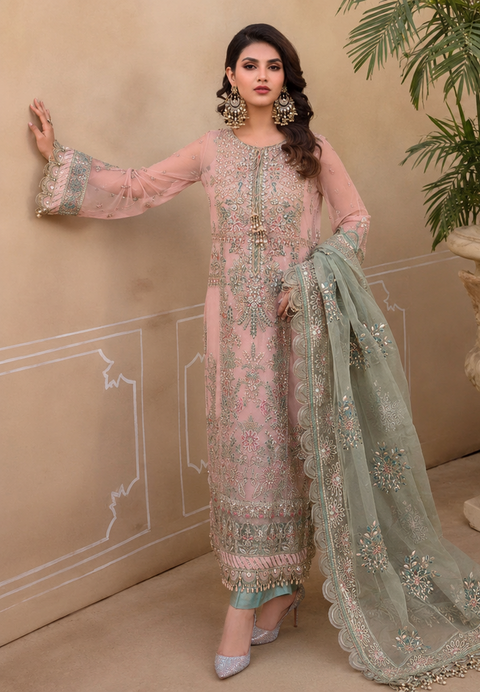 Maria B Premium Luxury Replica | Heavy Hand Embroidered 3 Piece Unstitched Dress | Organza Dupatta