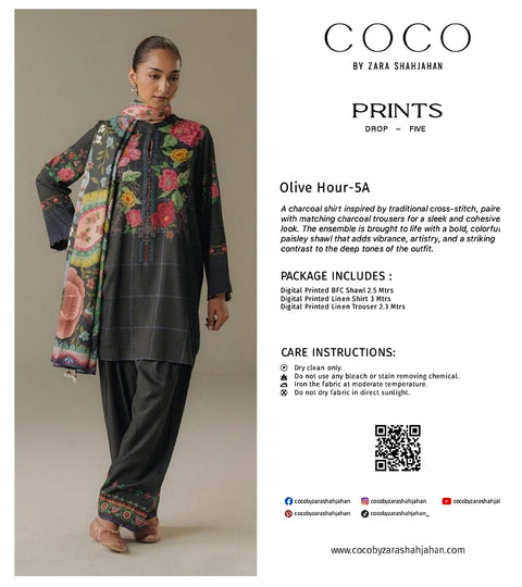 COCO BY ZARA SHAHJAHAN | LAWN | OLIVE HOUR-5A