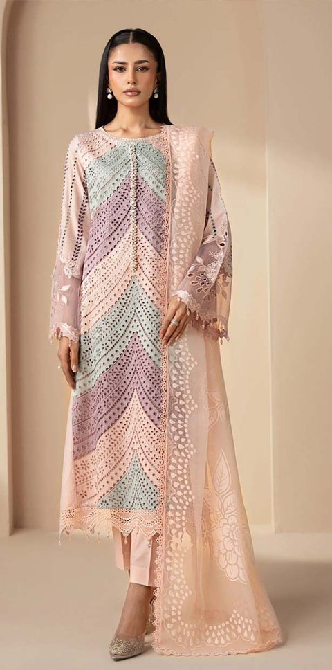 MARIA B DS-2612 A/B Embroidered Lawn & Chiffon Unstitched 3 Piece Suit
