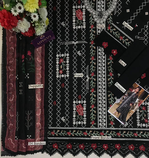 Aneelas Lawn Collection Heavy Embroidered Lawn Suit with Silk Dupatta