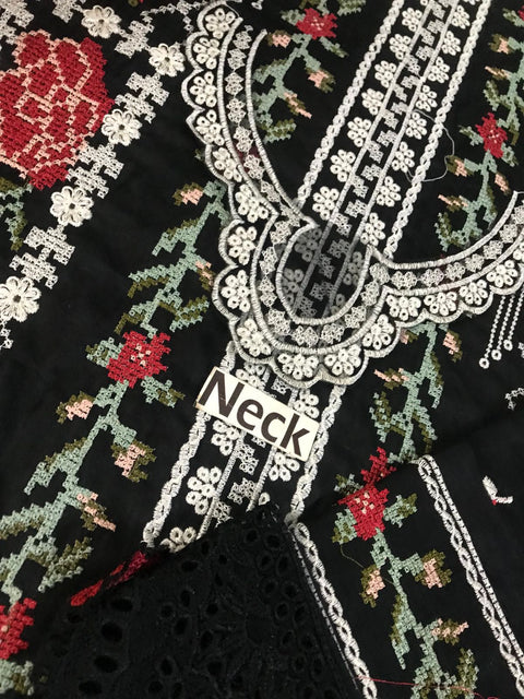 Aneelas Lawn Collection Heavy Embroidered Lawn Suit with Silk Dupatta