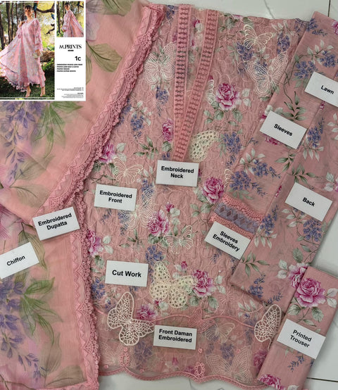 Maria B MPT-2901 Embroidered Lawn Replica | 3 Piece Unstitched Suit