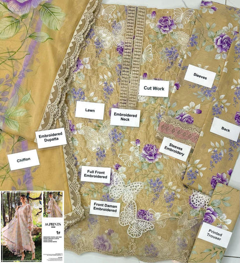 Maria B MPT-2901 Embroidered Lawn Replica | 3 Piece Unstitched Suit