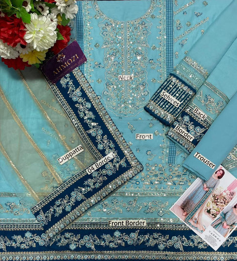 Charizma Embroidered Chiffon Unstitched 3-Piece Suit with Ready-to-Wear Embroidered Net Dupatta