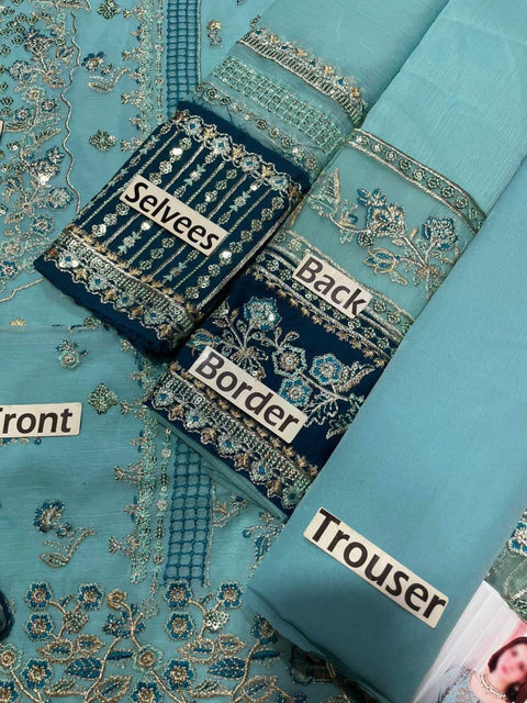 Charizma Embroidered Chiffon Unstitched 3-Piece Suit with Ready-to-Wear Embroidered Net Dupatta