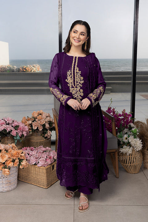 Azure Unstitched Replica Chiffon Suit with Embroidered Dupatta & Malai Trouser