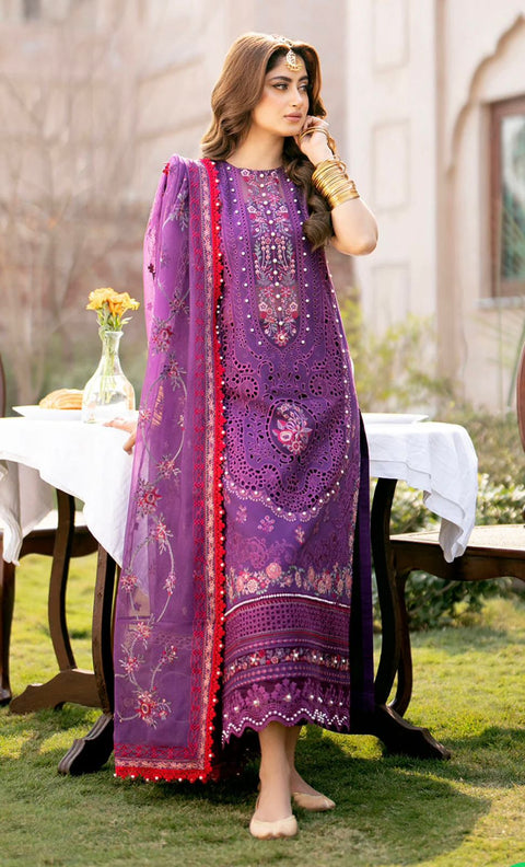 Bin Ilyas Premium Cotton Collection | Heavy Embroidered 3 Piece Unstitched Suit with Net Dupatta