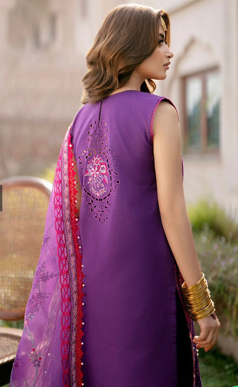 Bin Ilyas Premium Cotton Collection | Heavy Embroidered 3 Piece Unstitched Suit with Net Dupatta
