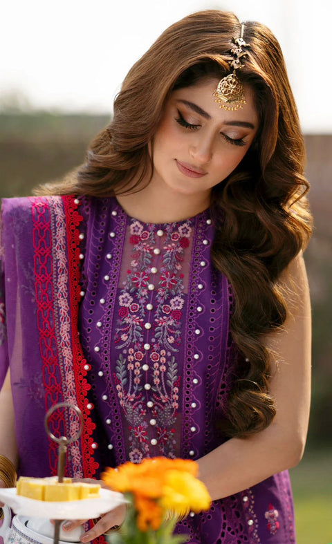 Bin Ilyas Premium Cotton Collection | Heavy Embroidered 3 Piece Unstitched Suit with Net Dupatta