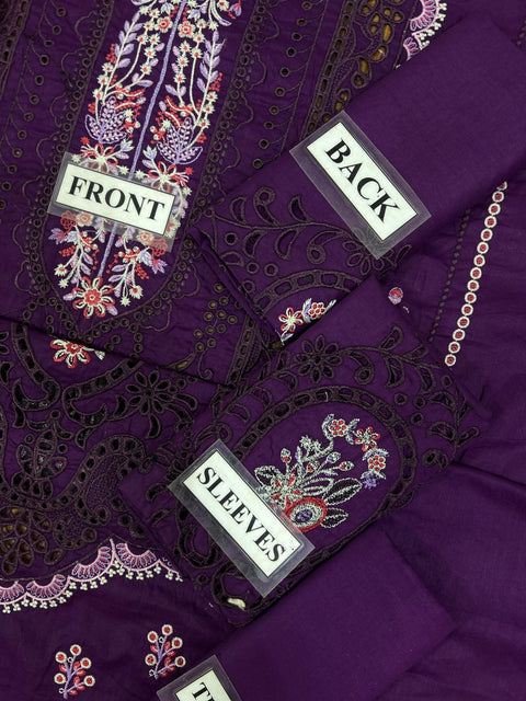 Bin Ilyas Premium Cotton Collection | Heavy Embroidered 3 Piece Unstitched Suit with Net Dupatta