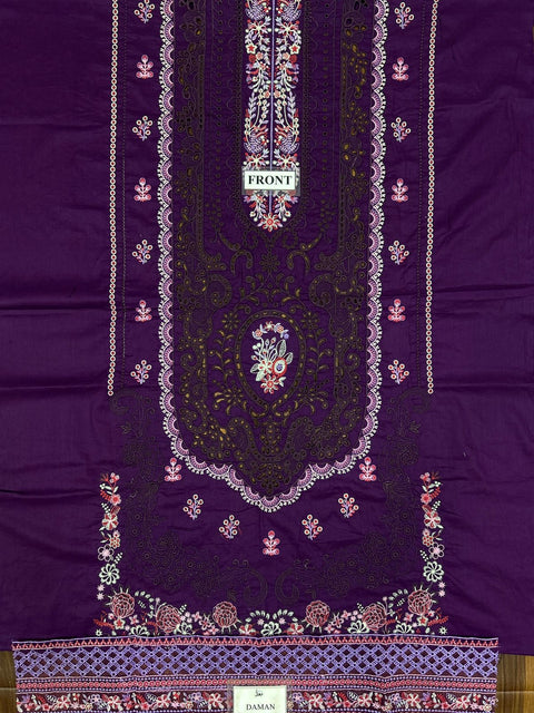 Bin Ilyas Premium Cotton Collection | Heavy Embroidered 3 Piece Unstitched Suit with Net Dupatta