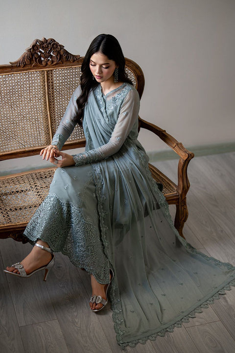 Azure Premium Luxury Replica | Heavy Embroidered Chiffon 3 Piece Unstitched Suit