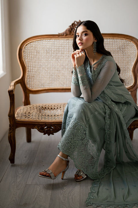 Azure Premium Luxury Replica | Heavy Embroidered Chiffon 3 Piece Unstitched Suit