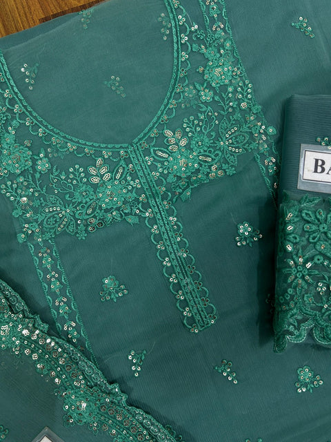 Azure Premium Luxury Replica | Heavy Embroidered Chiffon 3 Piece Unstitched Suit
