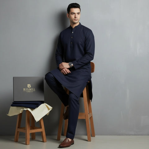Al Maknoon Blue King's Sapphire - Men Blended Unstitched Fabric