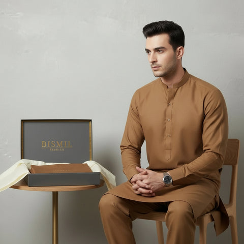 Al Maknoon Bronze - Men Blended Unstitched Fabric