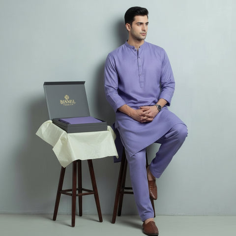 Al Maknoon Light Purple - Men Blended Unstitched Fabric