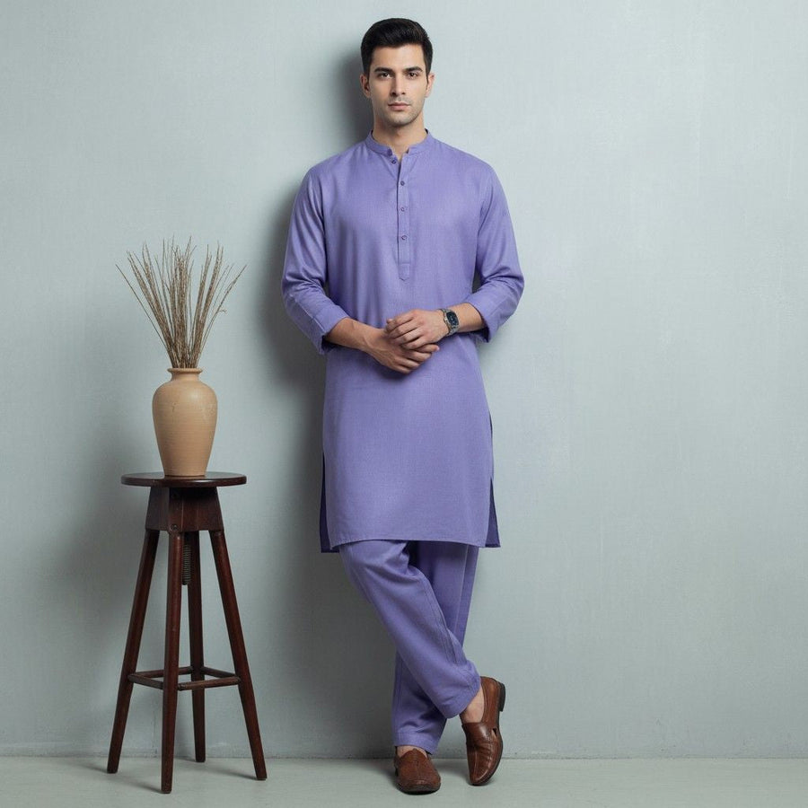 Al Maknoon Light Purple - Men Blended Unstitched Fabric