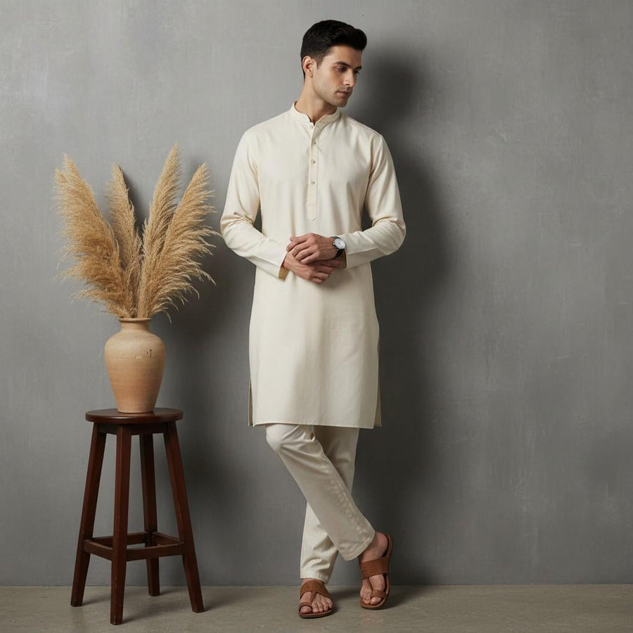 Al Maknoon Peach- Men Blended Unstitched Fabric